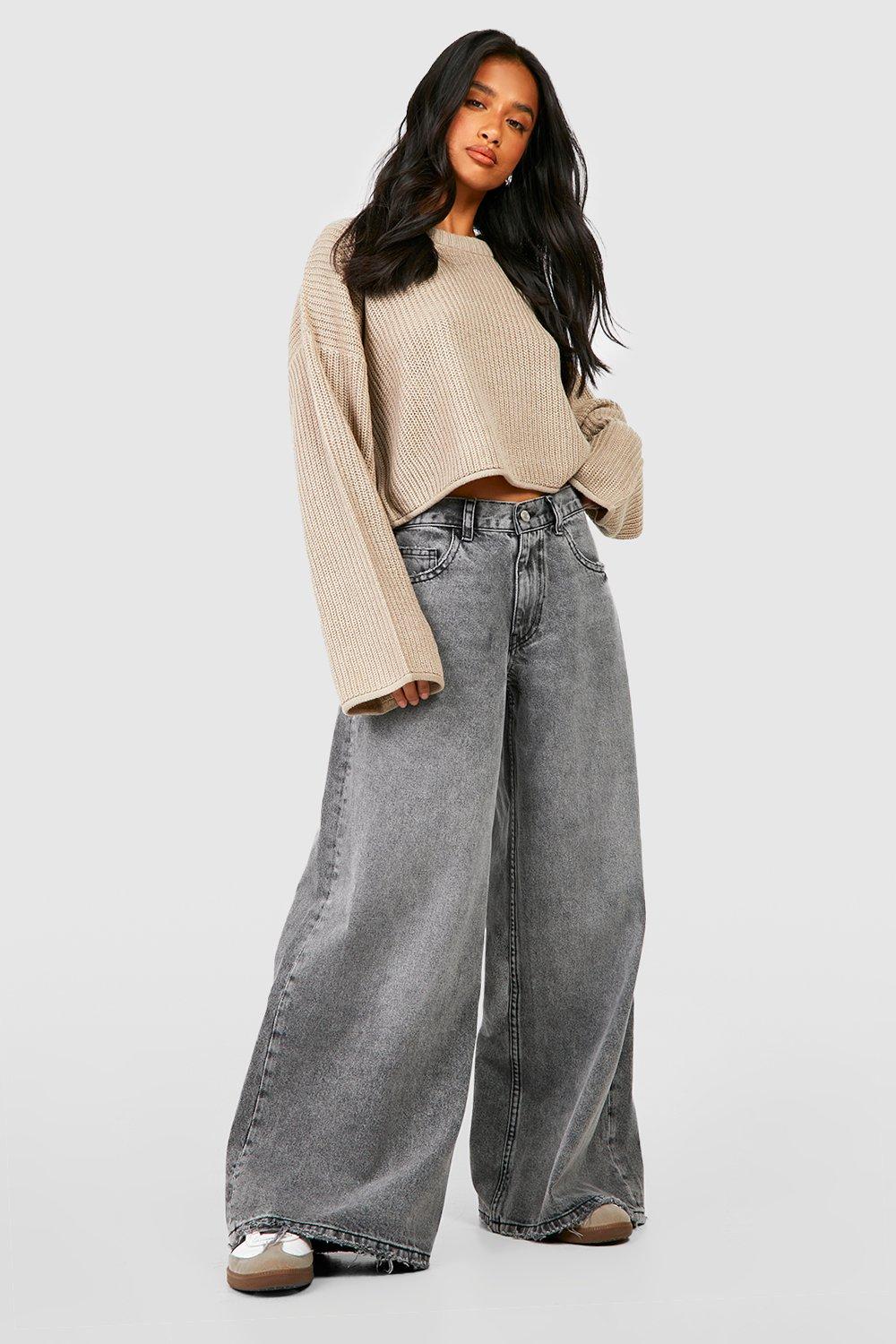 Mid rise store wide leg jeans